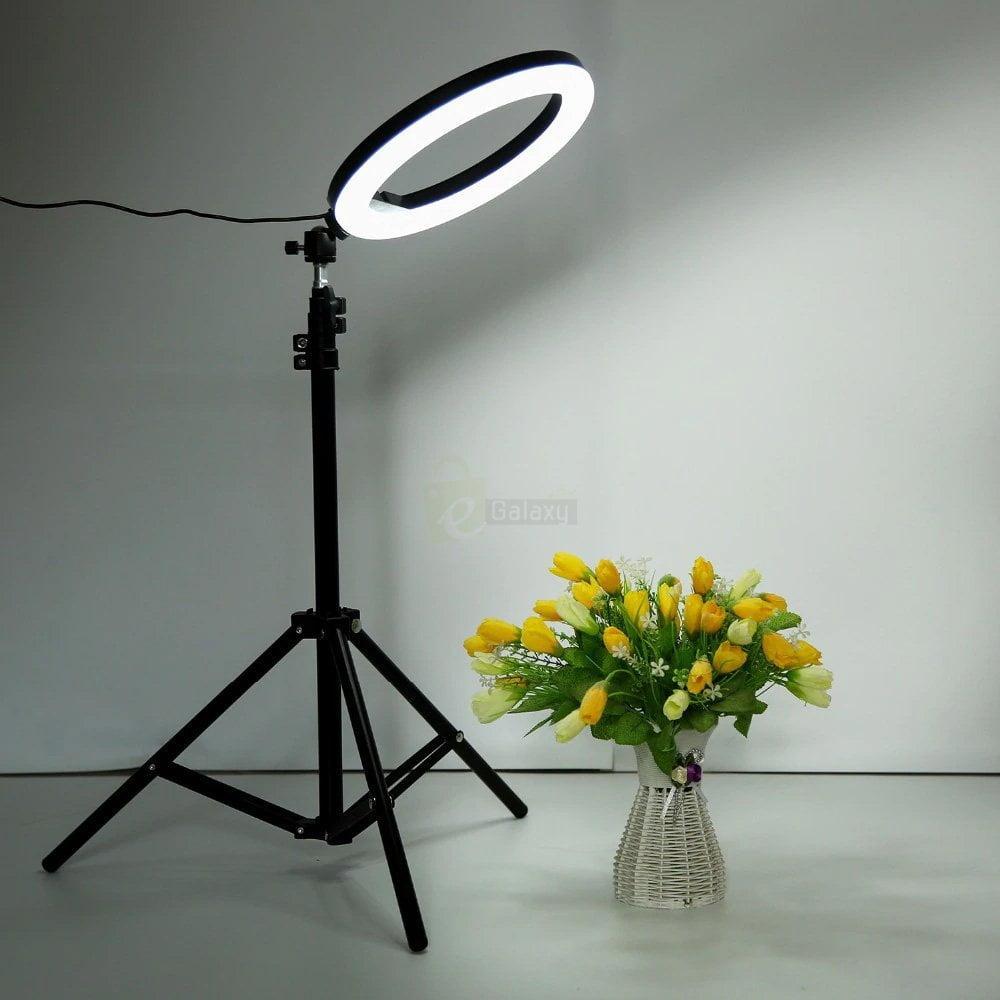 LED Ring Light with Metal Tripod Stand & Mobile Holder - Multicoloured Lighting
